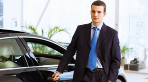 professional man and car